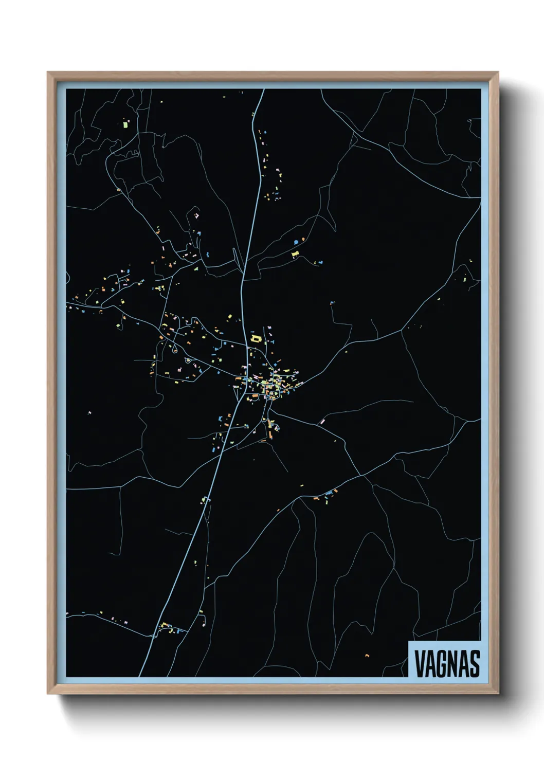 Une affiche de carte sur Vagnas