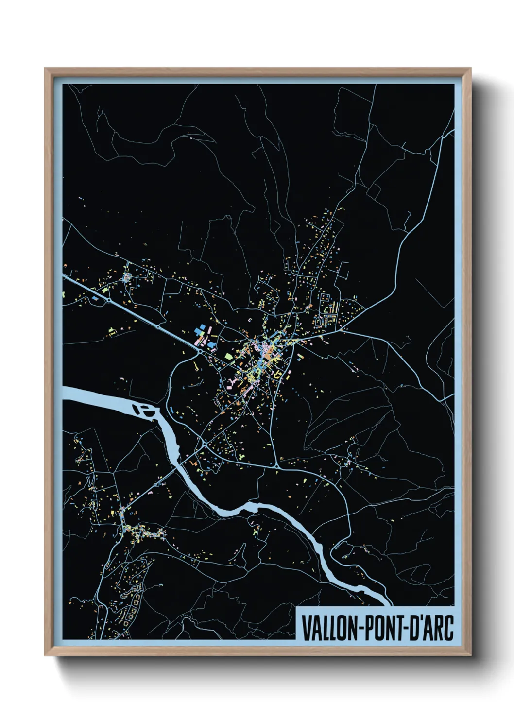 Une affiche de carte sur Vallon-Pont-d'Arc