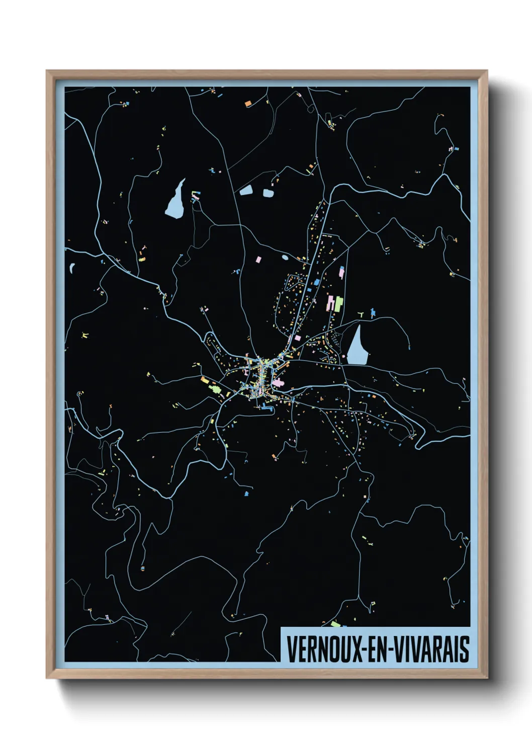 Une affiche de carte sur Vernoux-en-Vivarais