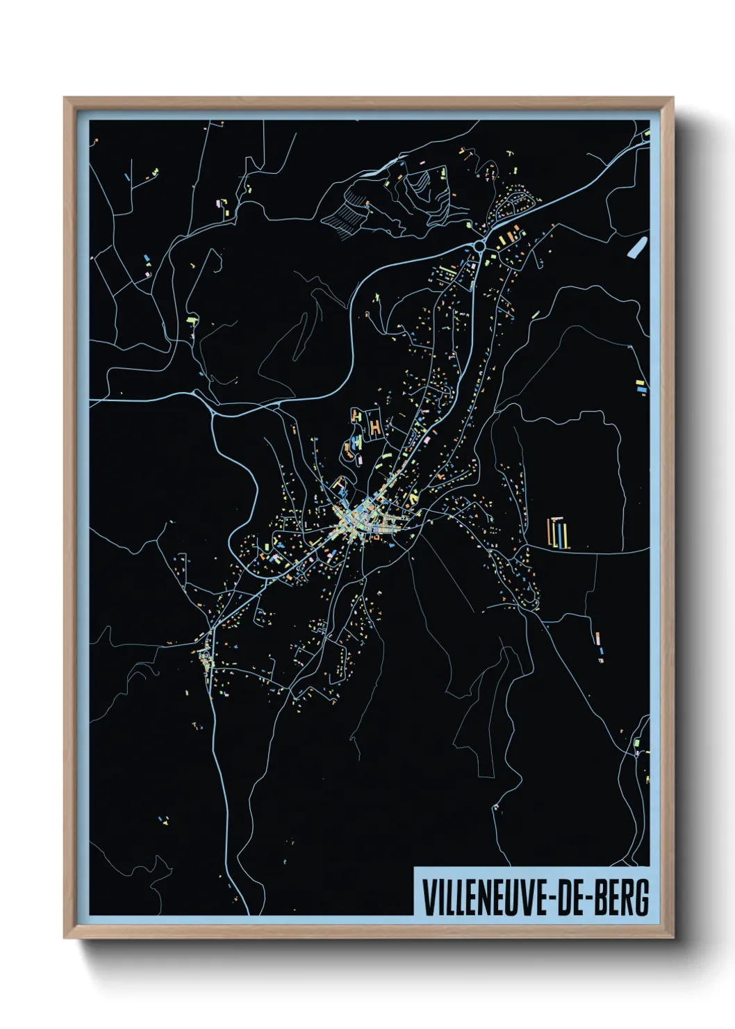 Une affiche de carte sur Villeneuve-de-Berg