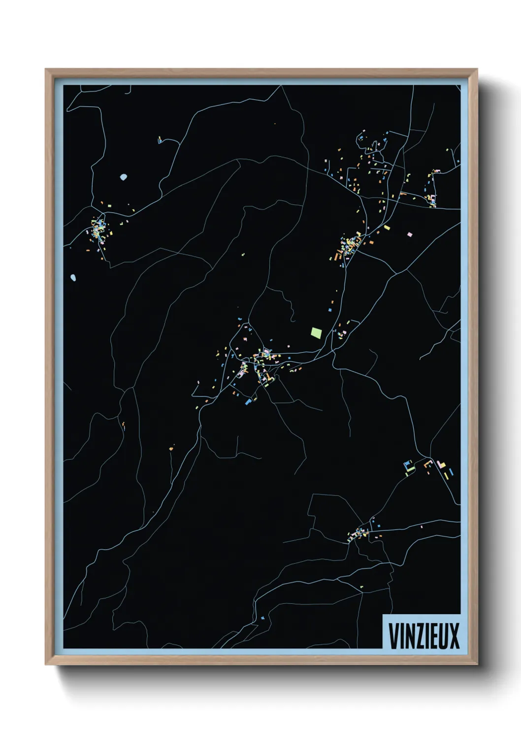 Une affiche de carte sur Vinzieux