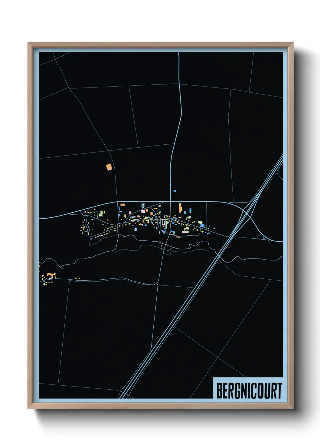 Une affiche de carte sur Bergnicourt