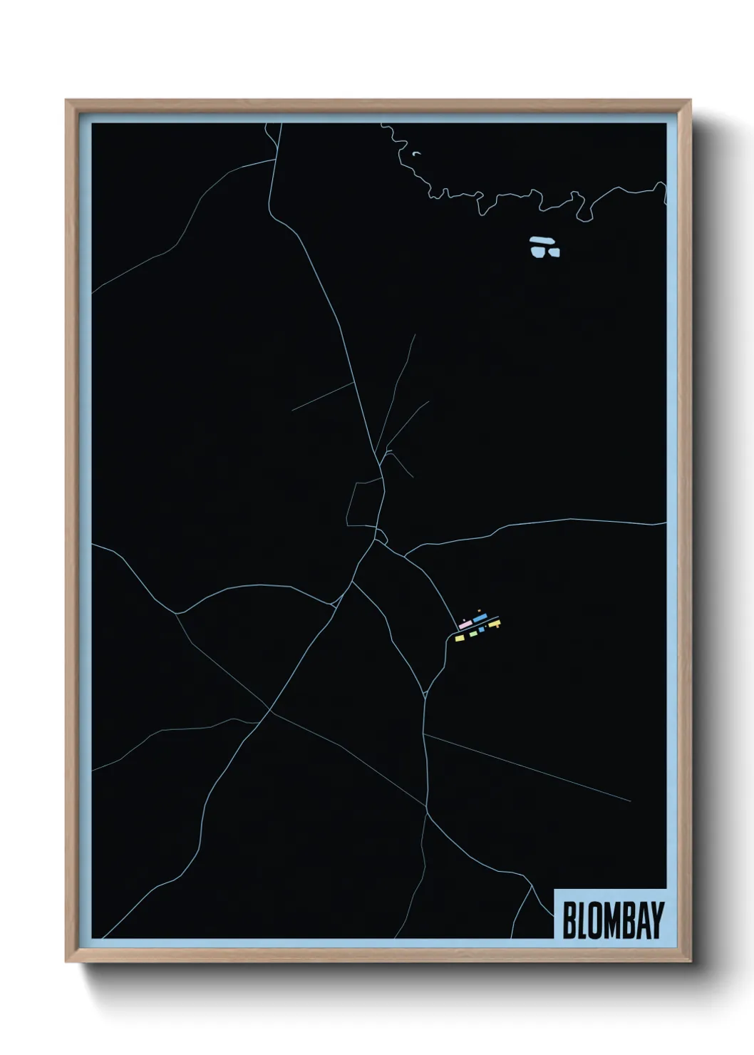 Une affiche de carte sur Blombay