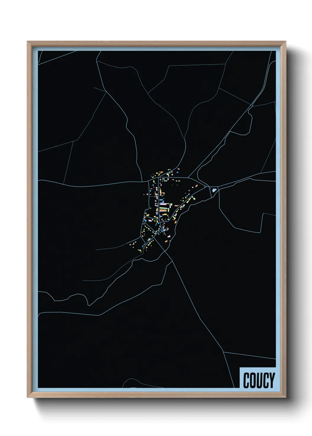 Une affiche de carte sur Coucy