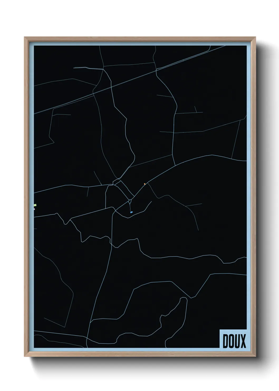 Une affiche de carte sur Doux