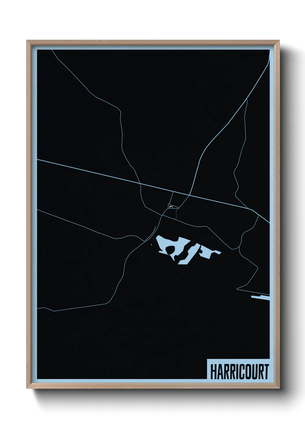 Une affiche de carte sur Harricourt