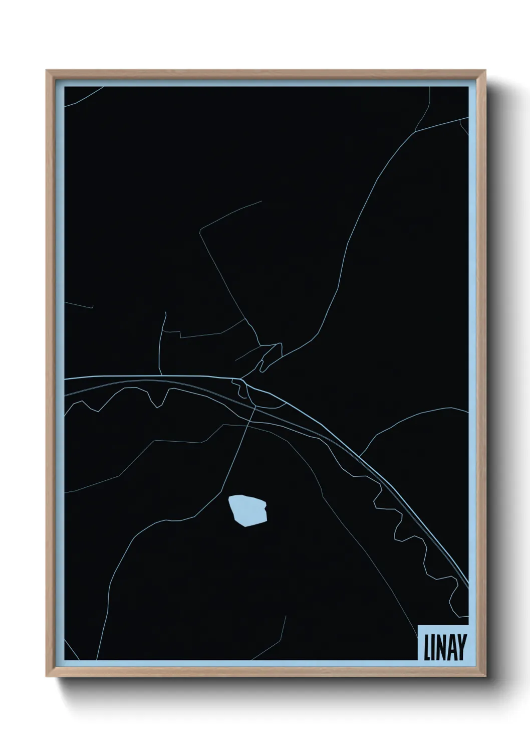 Une affiche de carte sur Linay