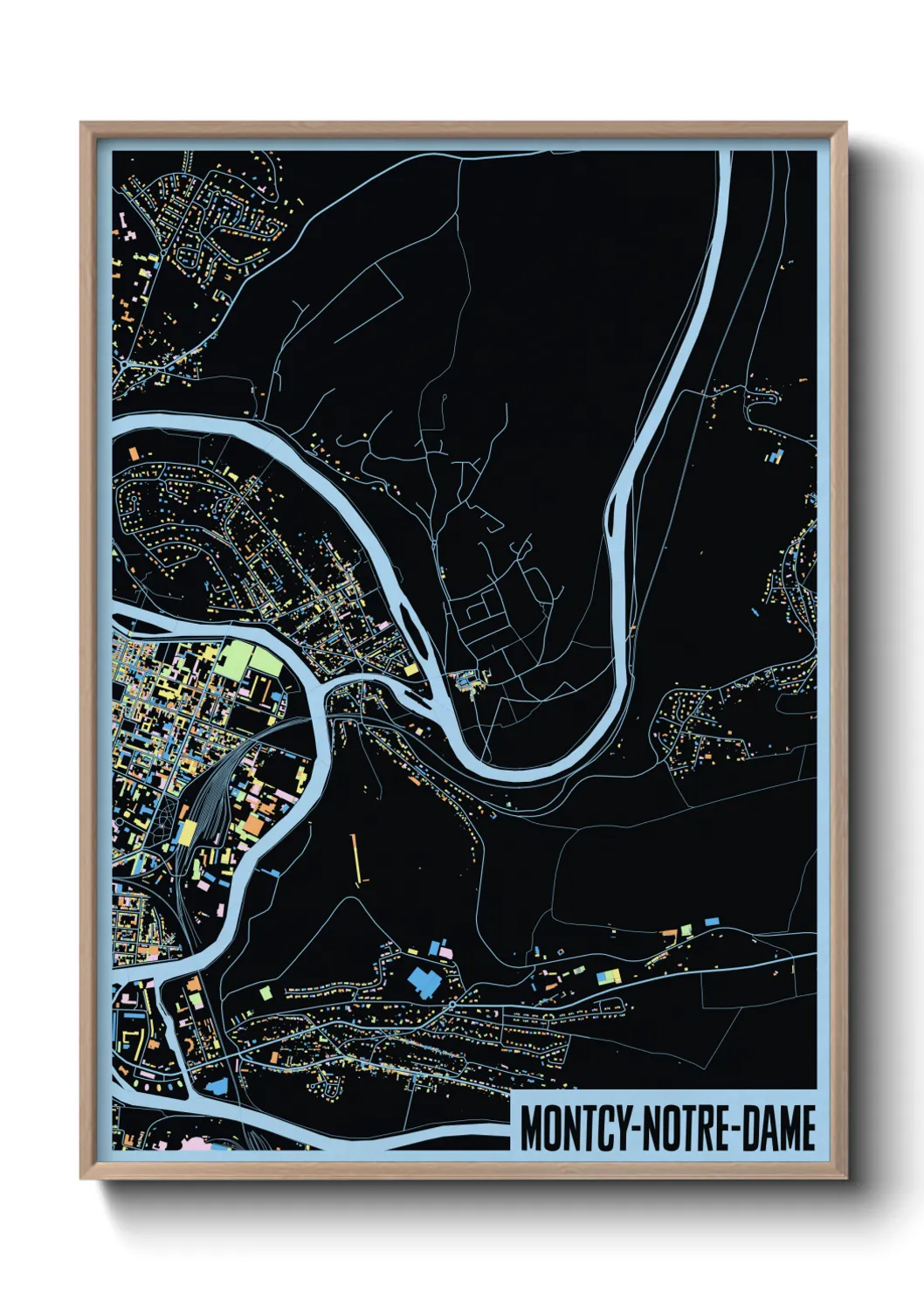 Une affiche de carte sur Montcy-Notre-Dame
