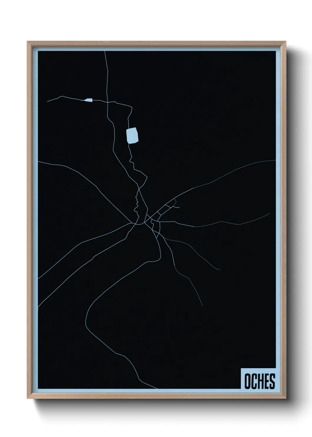 Une affiche de carte sur Oches