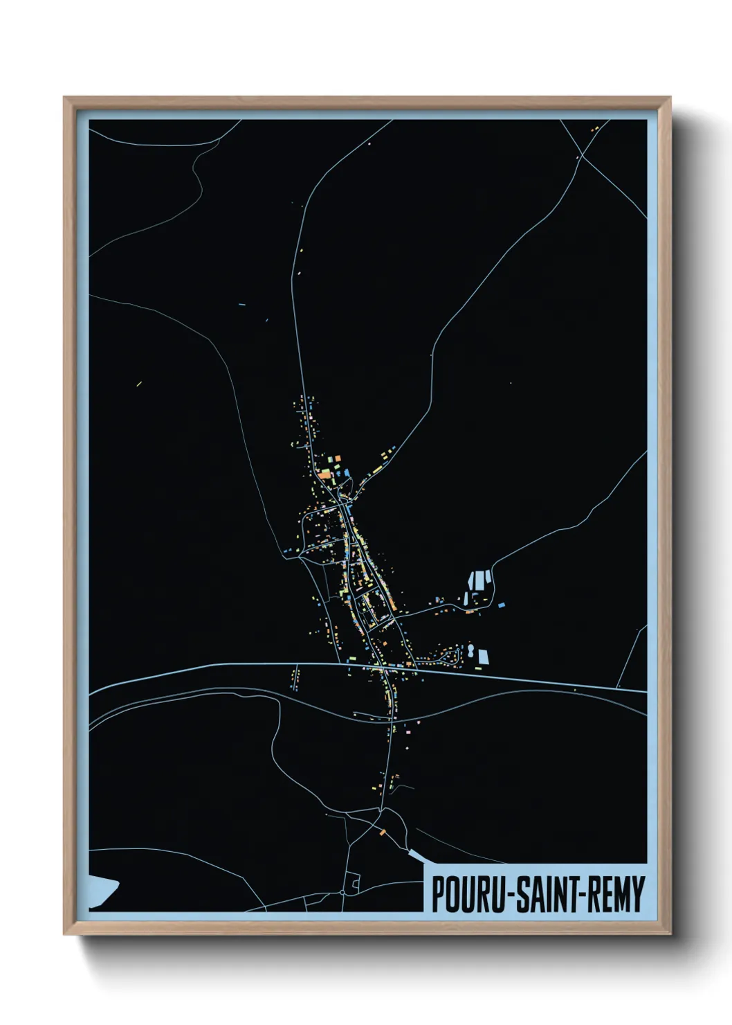 Une affiche de carte sur Pouru-Saint-Remy