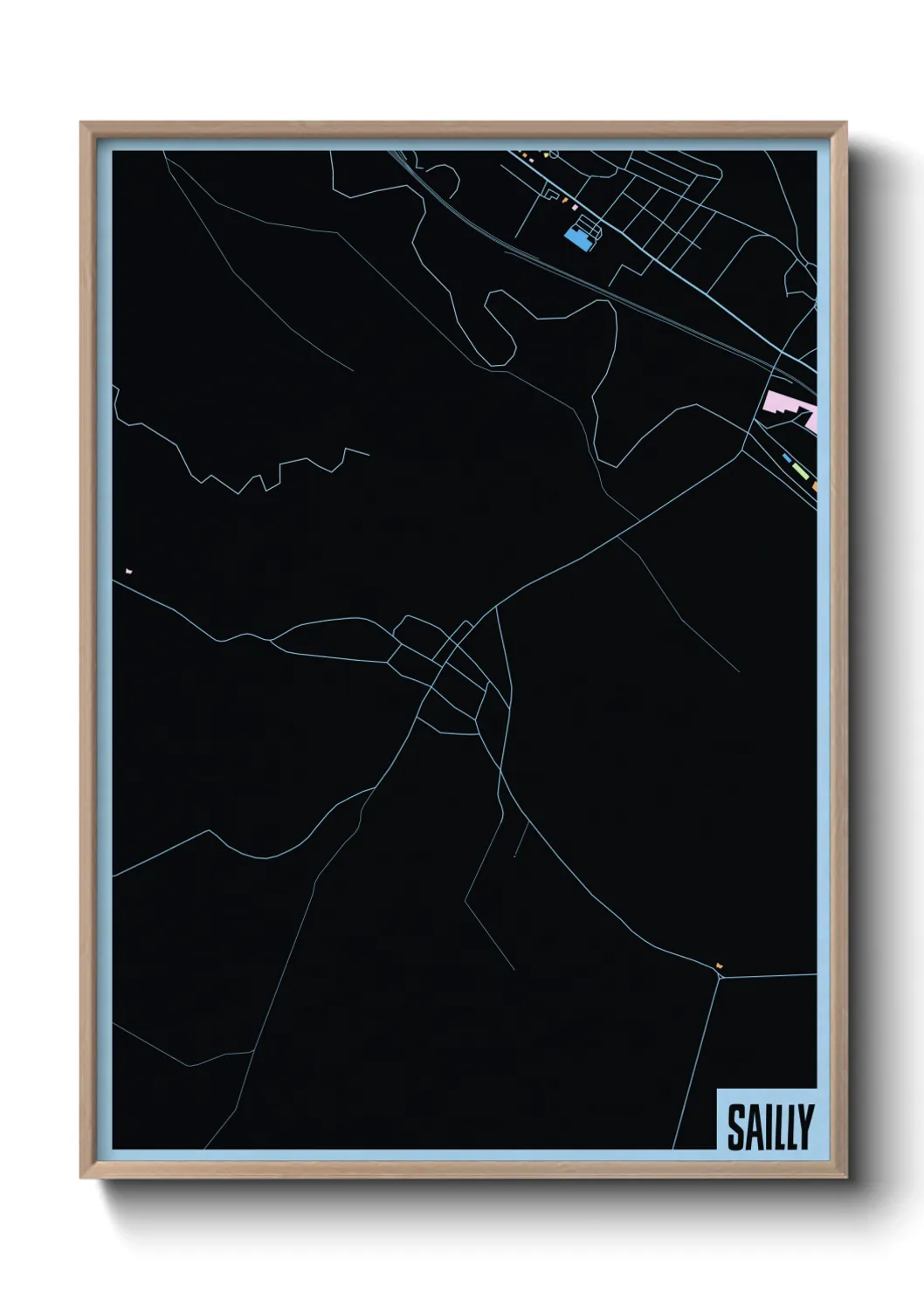 Une affiche de carte sur Sailly