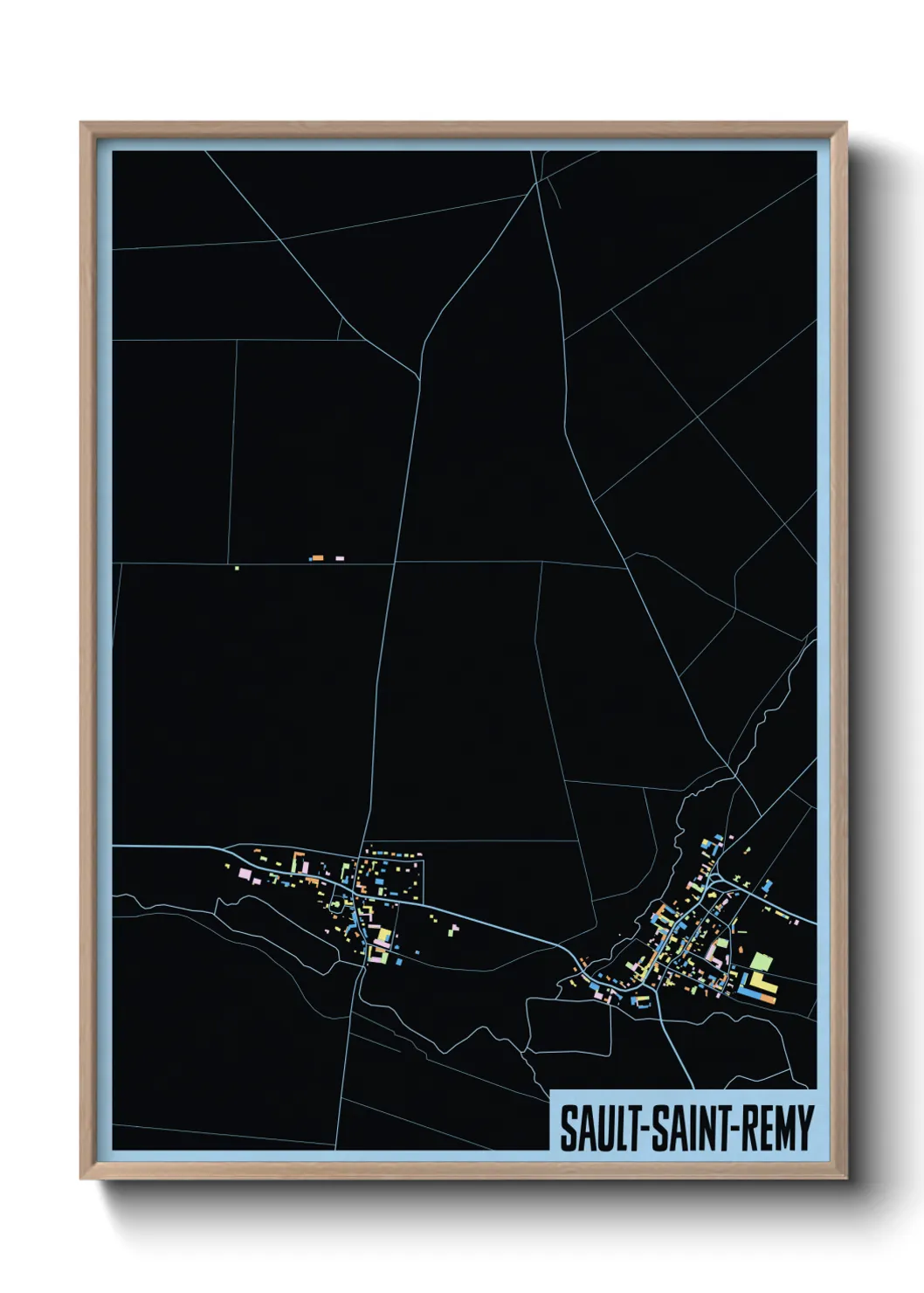 Une affiche de carte sur Sault-Saint-Remy