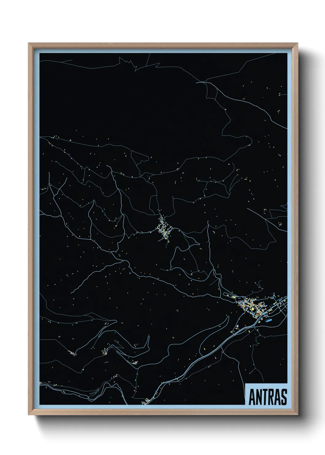 Une affiche de carte sur Antras