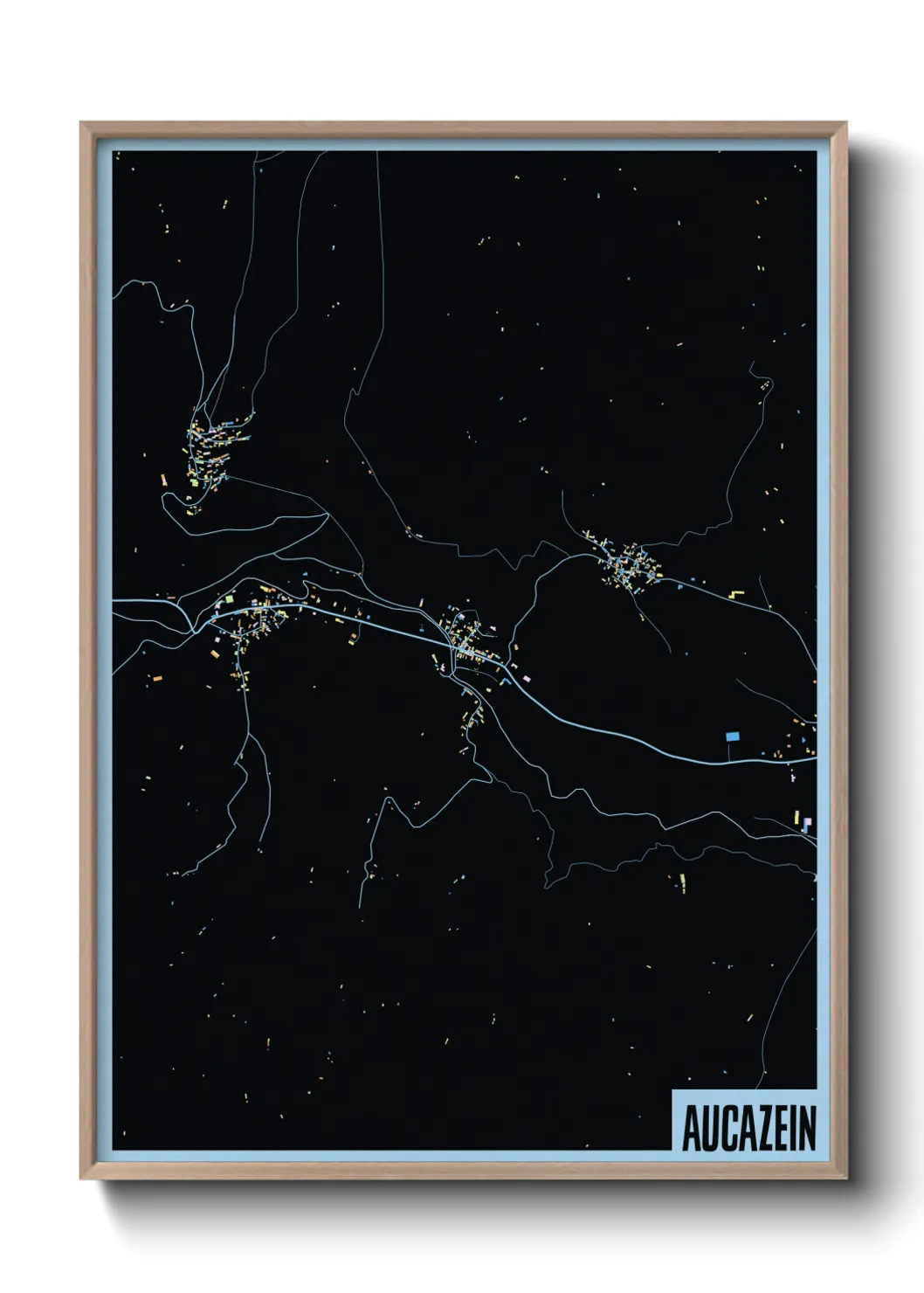 Une affiche de carte sur Aucazein