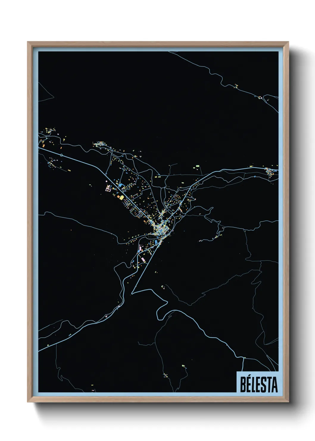 Une affiche de carte sur Bélesta