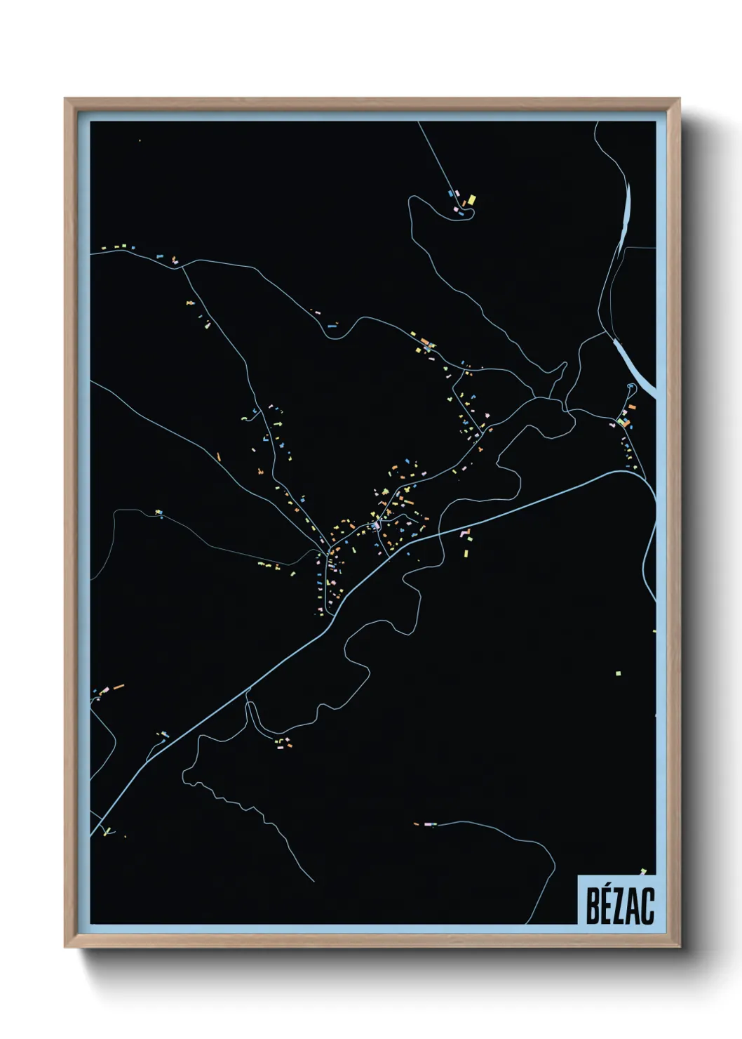 Une affiche de carte sur Bézac