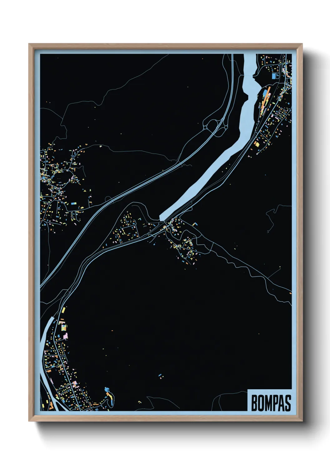 Une affiche de carte sur Bompas