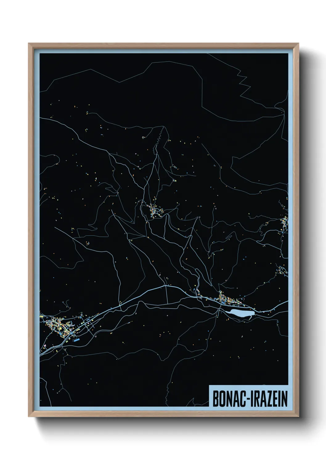 Une affiche de carte sur Bonac-Irazein