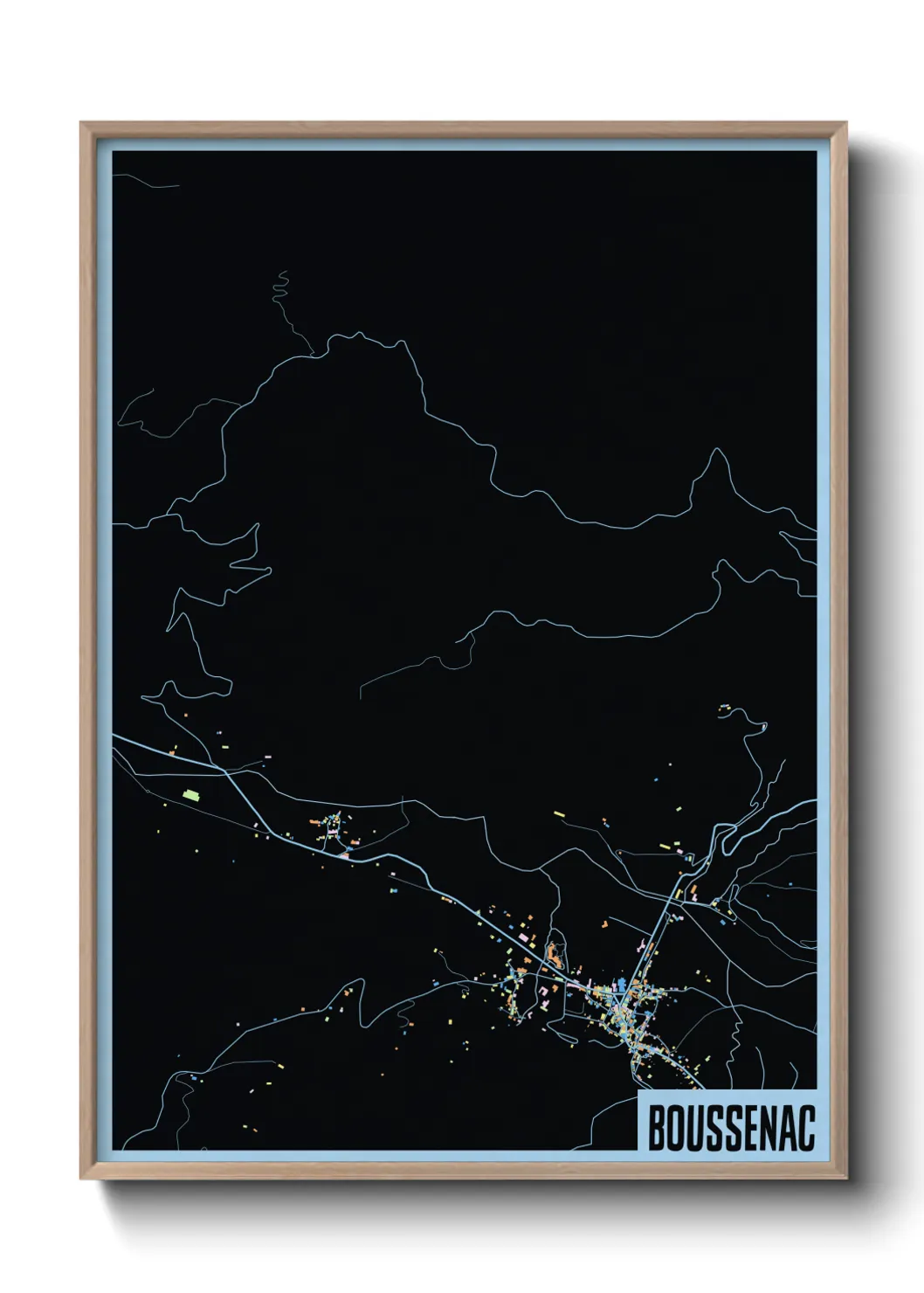 Une affiche de carte sur Boussenac