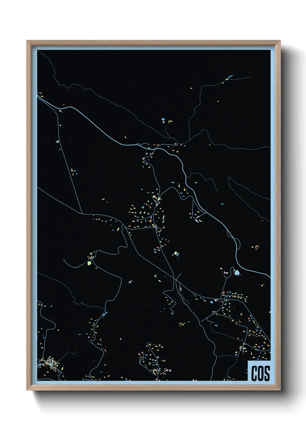 Une affiche de carte sur Cos