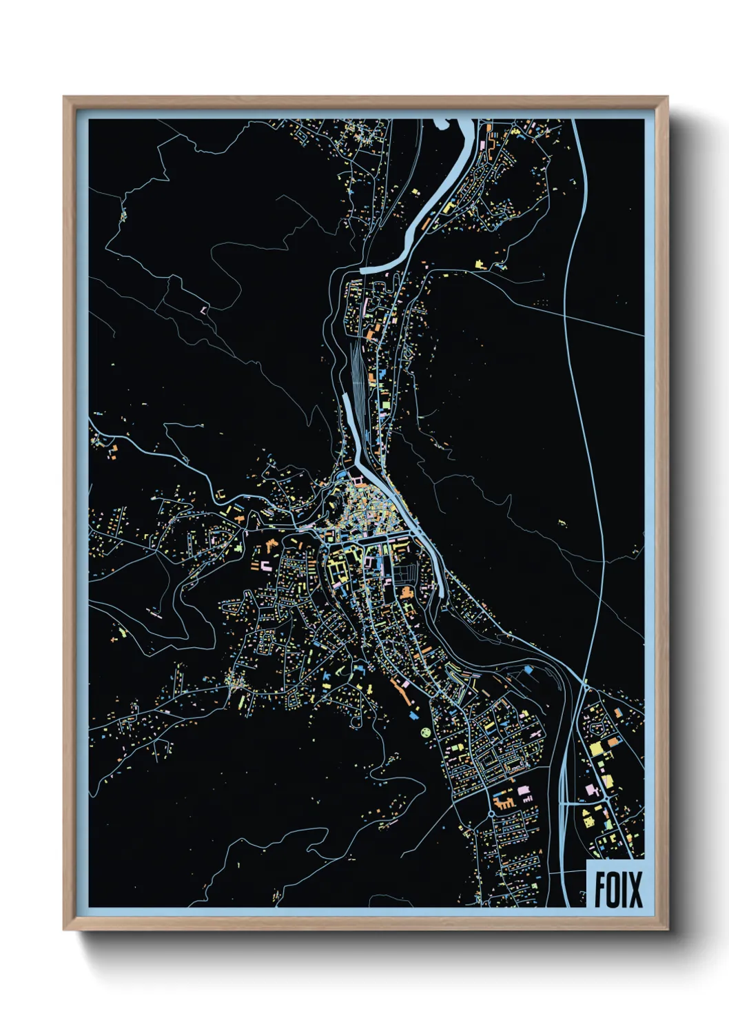 Une affiche de carte sur Foix