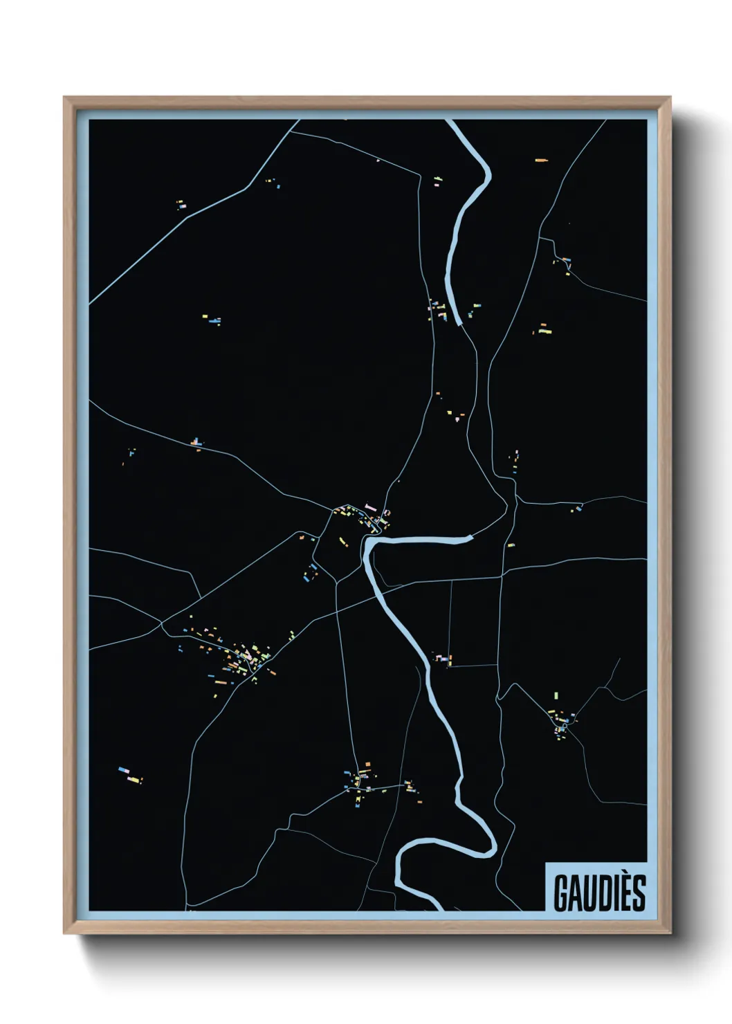 Une affiche de carte sur Gaudiès