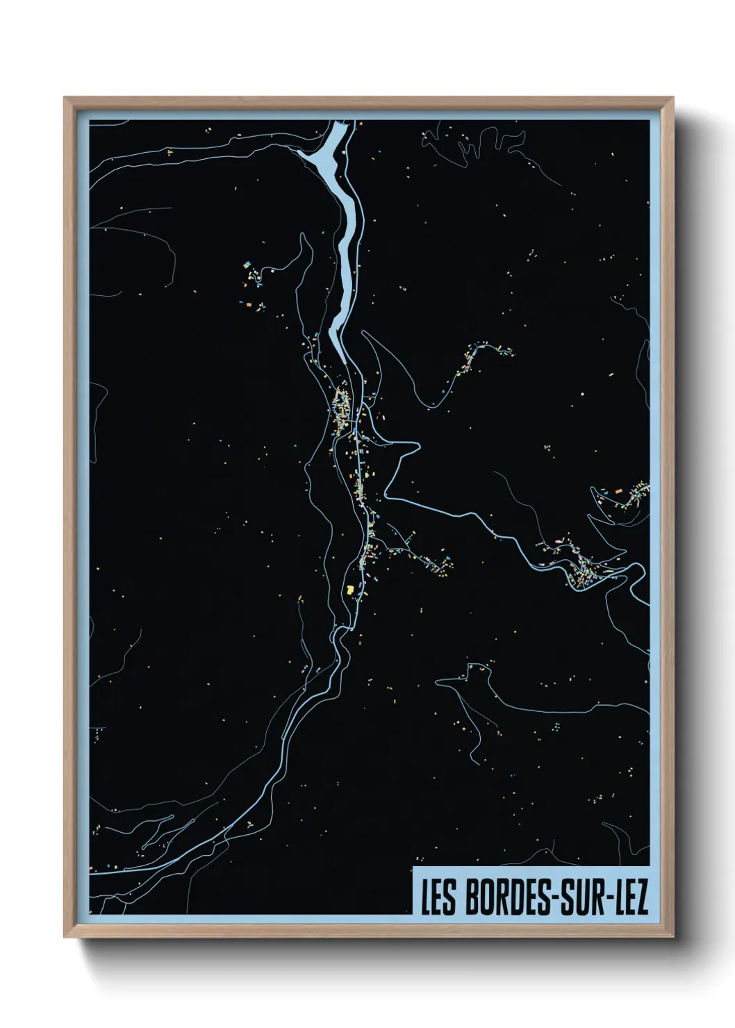 Une affiche de carte sur Les Bordes-sur-Lez