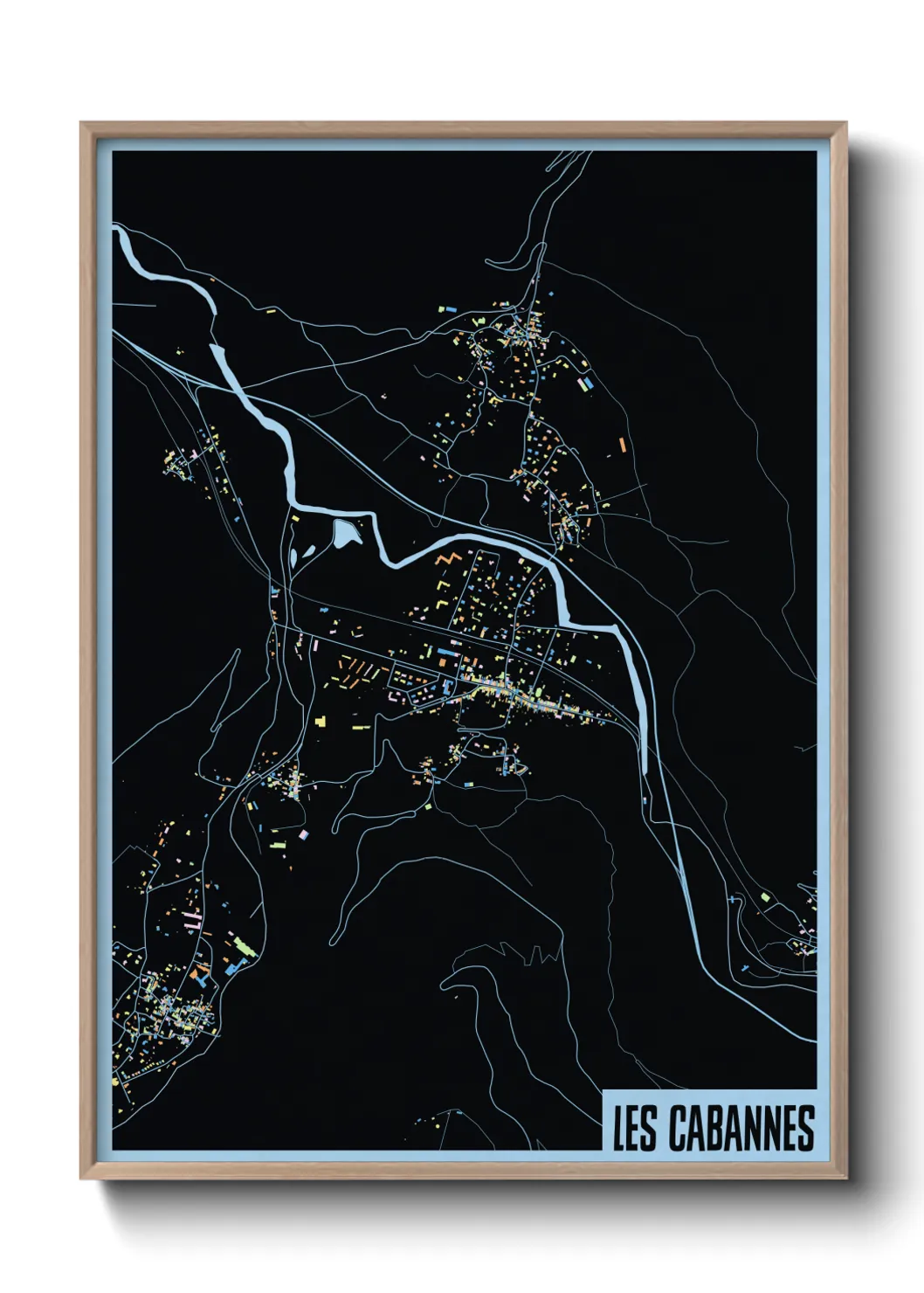 Une affiche de carte sur Les Cabannes