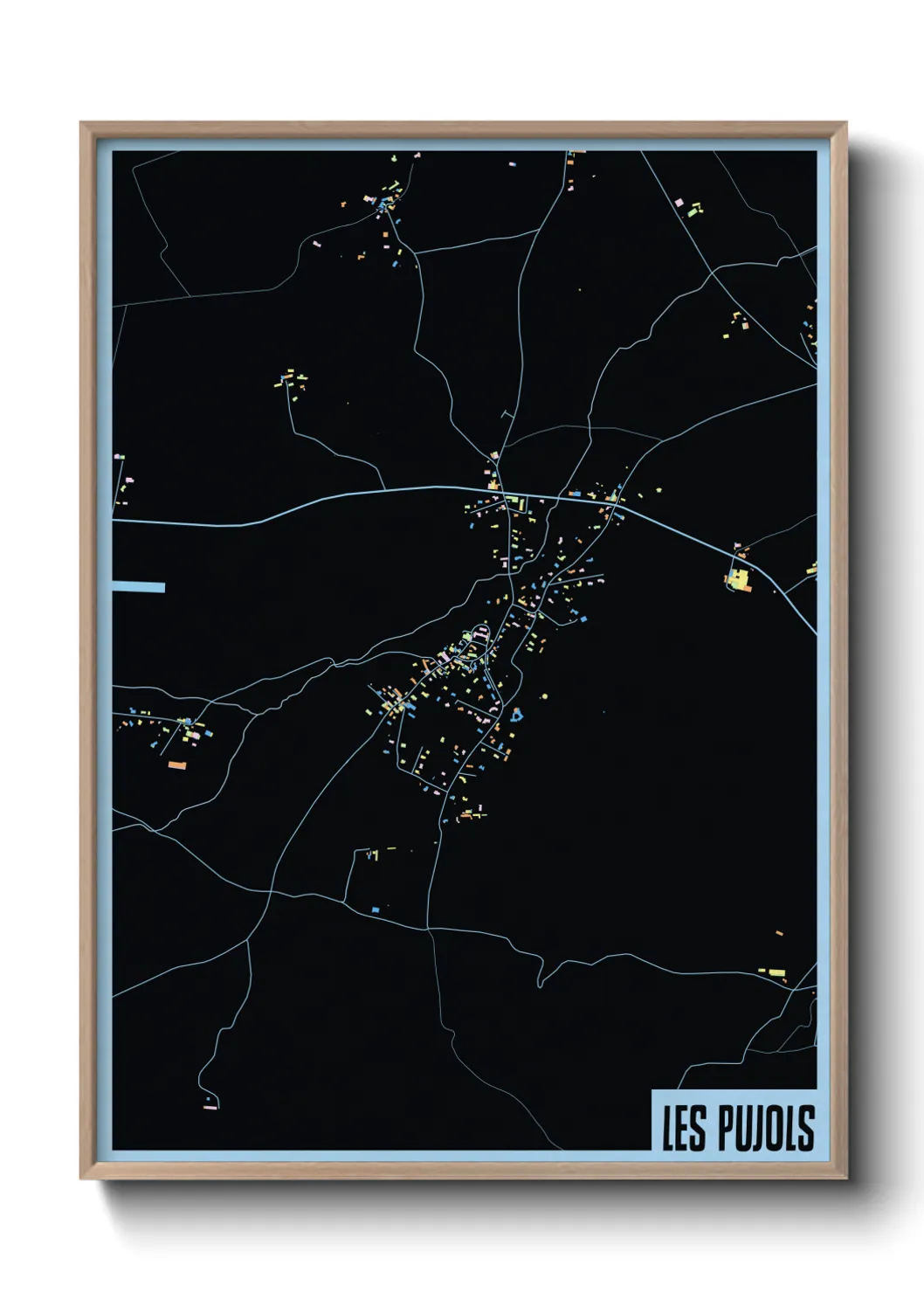 Une affiche de carte sur Les Pujols