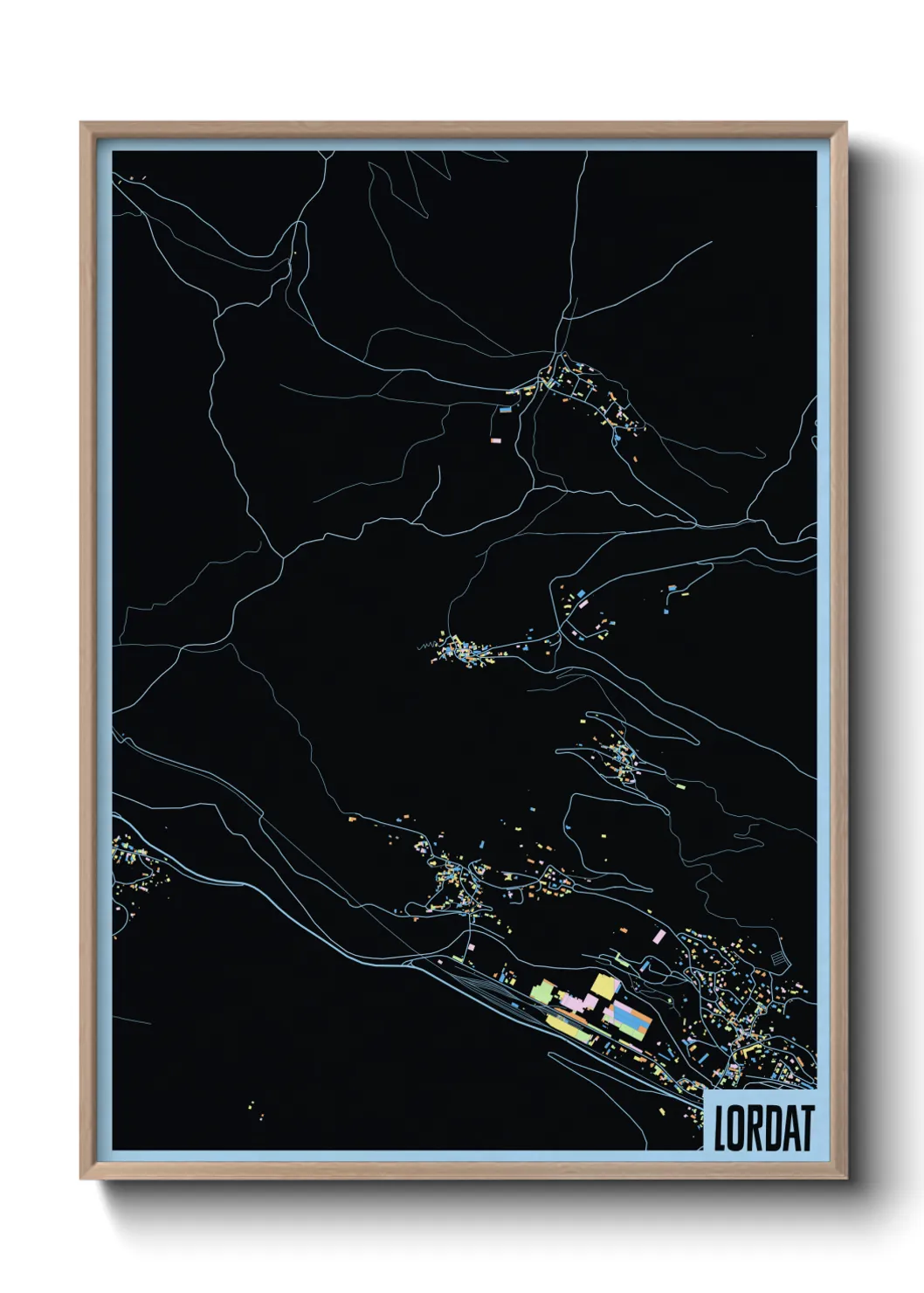 Une affiche de carte sur Lordat