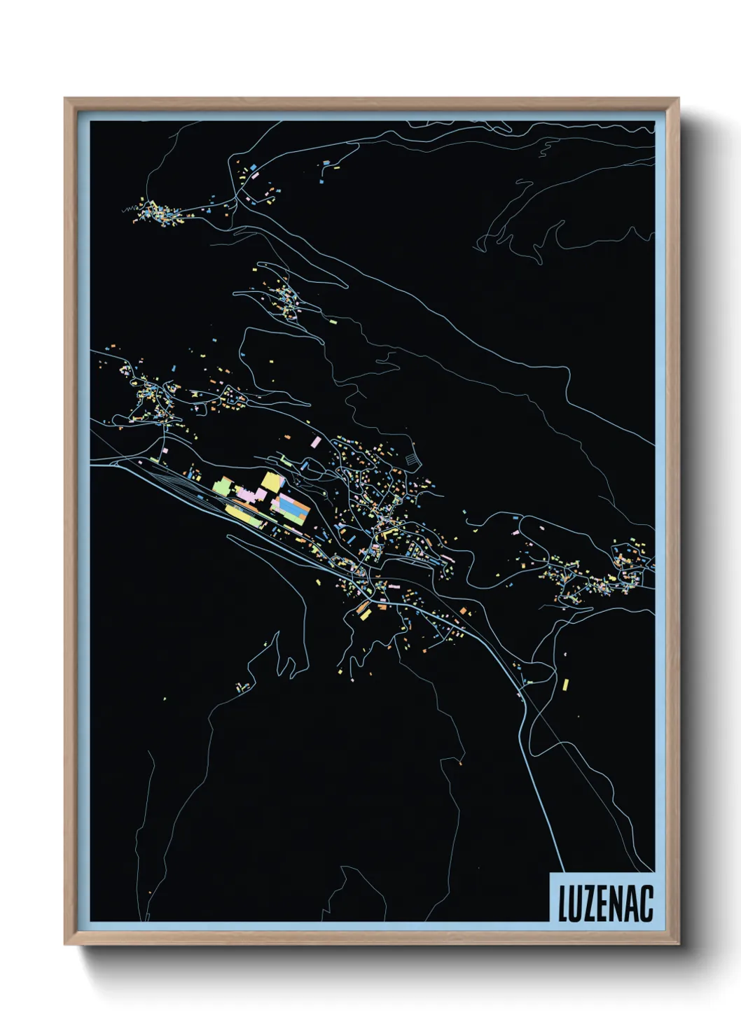 Une affiche de carte sur Luzenac