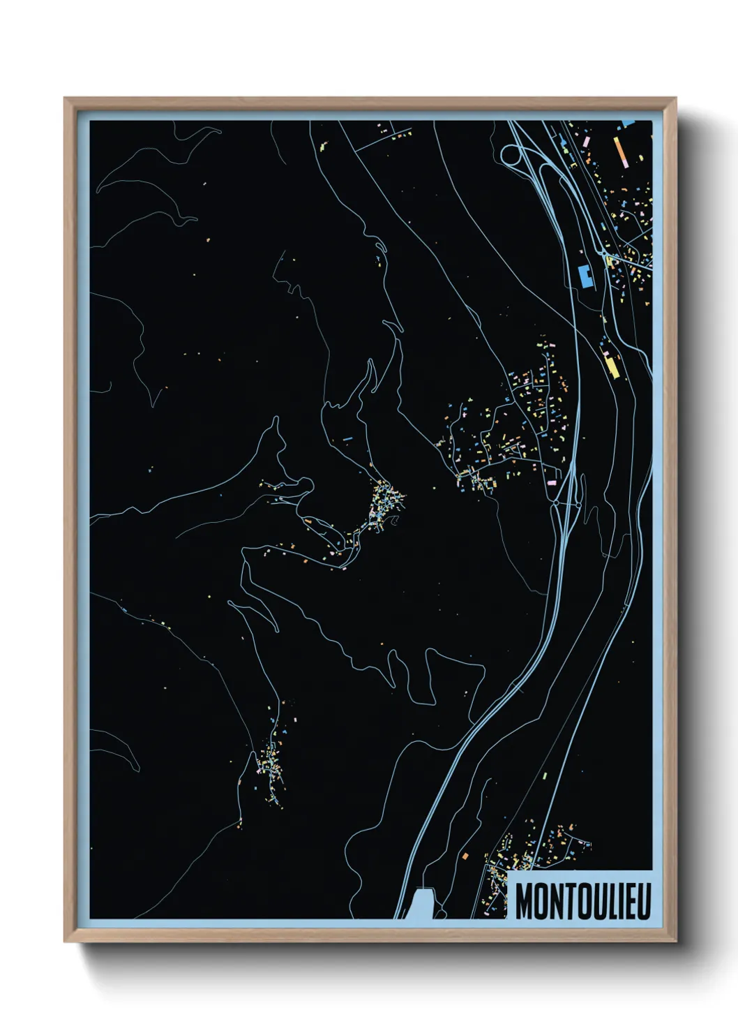 Une affiche de carte sur Montoulieu