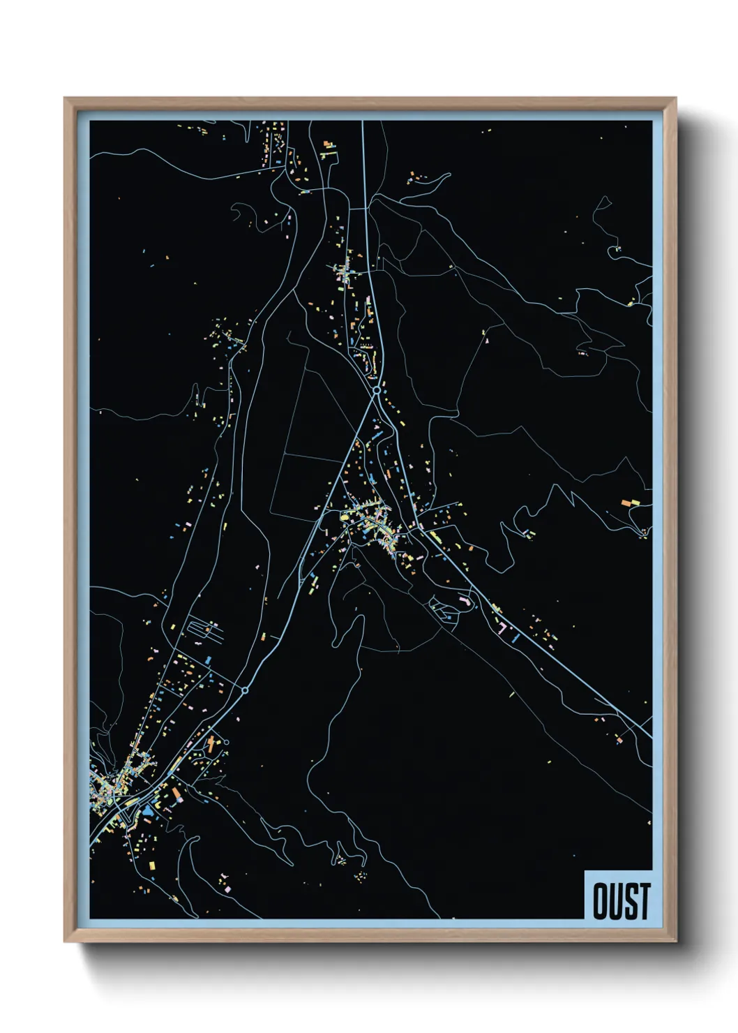 Une affiche de carte sur Oust