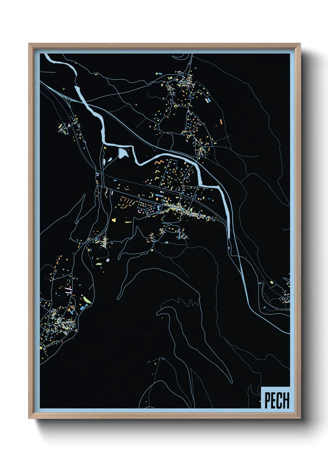 Une affiche de carte sur Pech