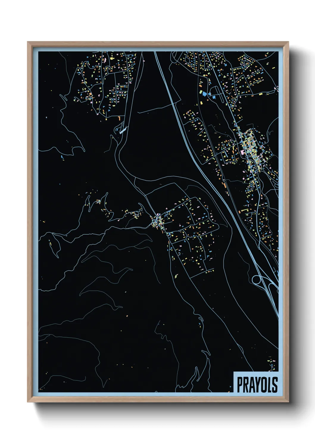 Une affiche de carte sur Prayols