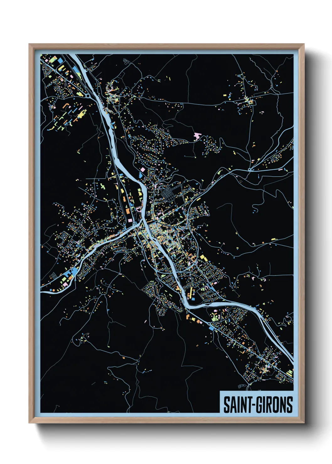 Une affiche de carte sur Saint-Girons