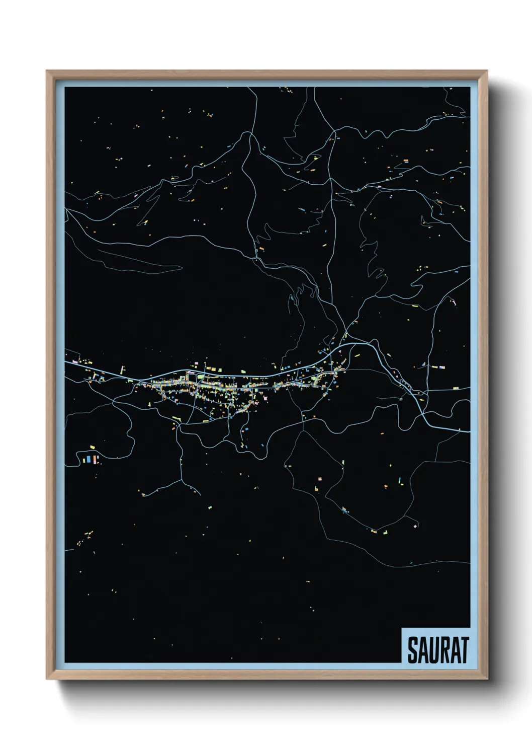 Une affiche de carte sur Saurat