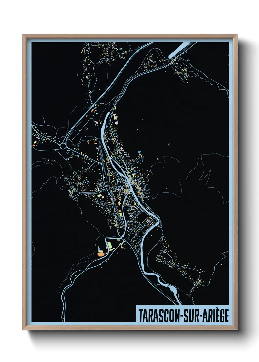 Une affiche de carte sur Tarascon-sur-Ariège