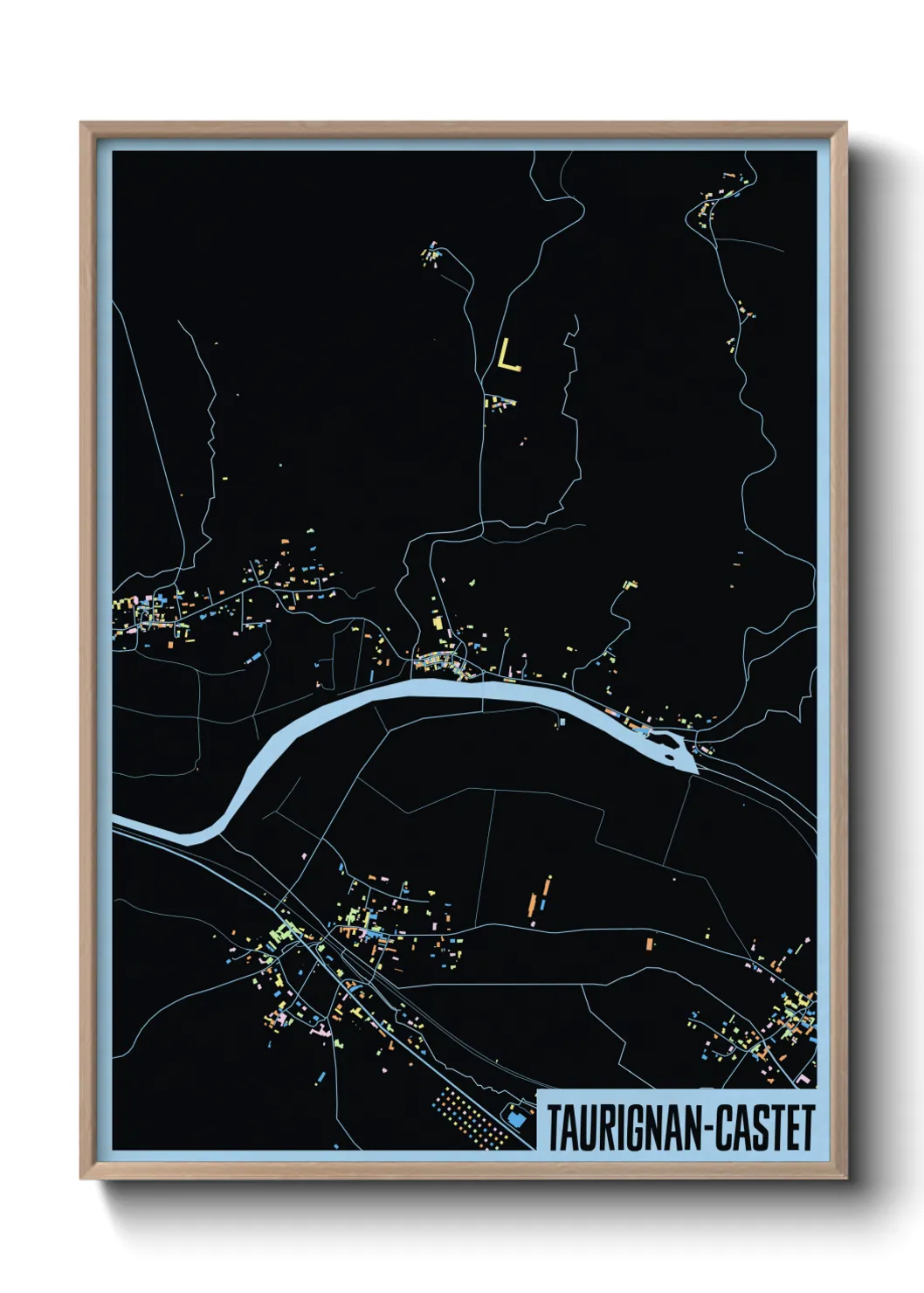 Une affiche de carte sur Taurignan-Castet