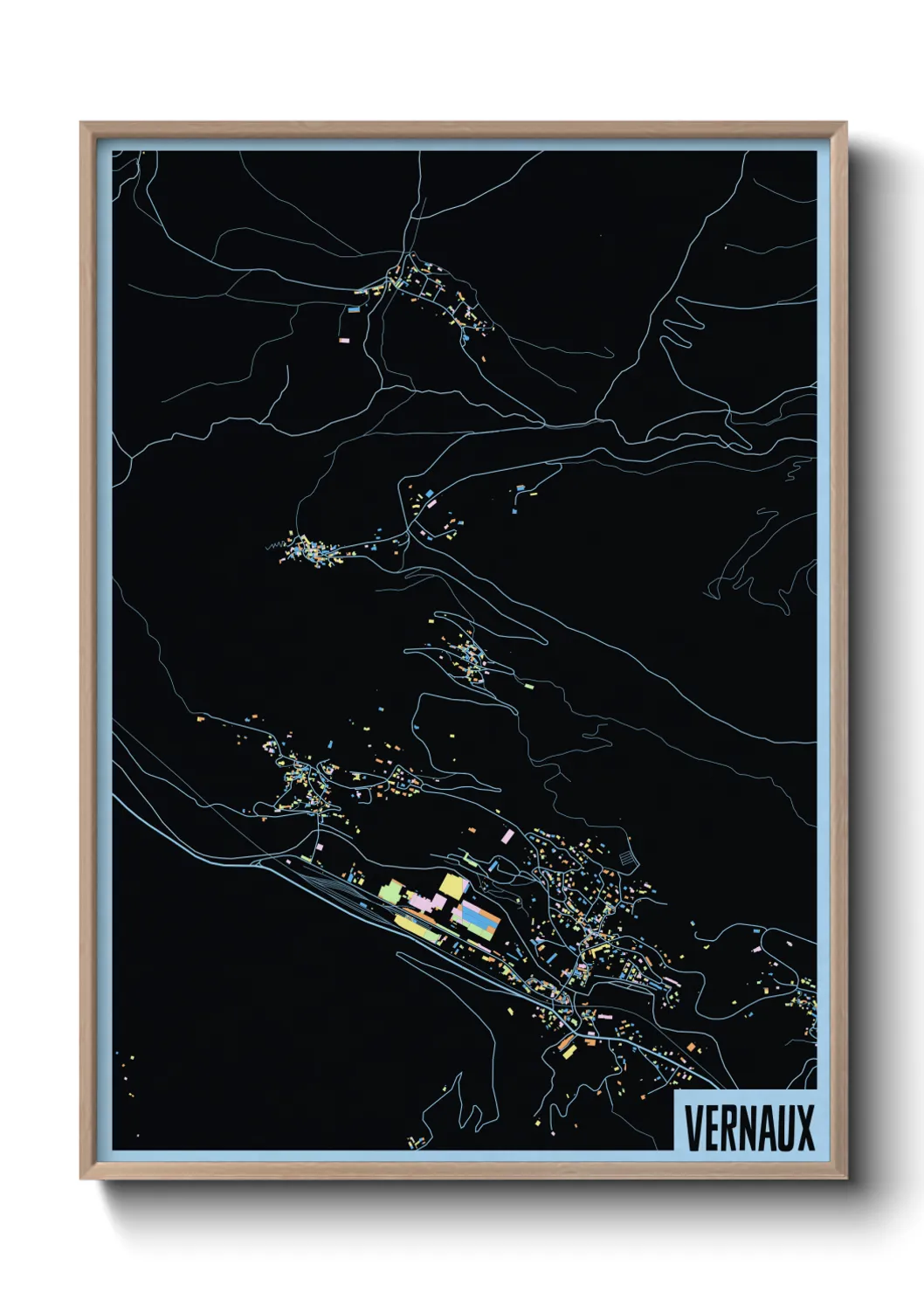 Une affiche de carte sur Vernaux