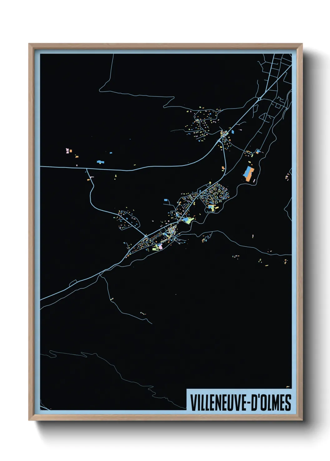 Une affiche de carte sur Villeneuve-d'Olmes