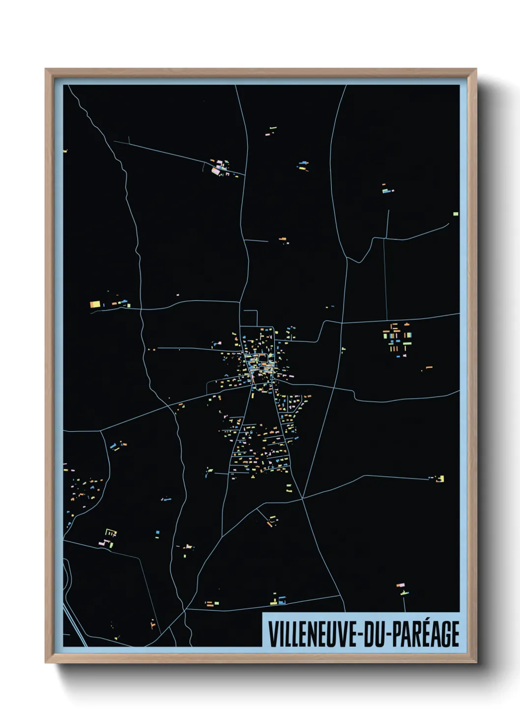 Une affiche de carte sur Villeneuve-du-Paréage