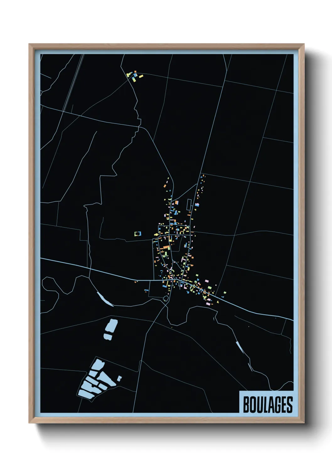Une affiche de carte sur Boulages