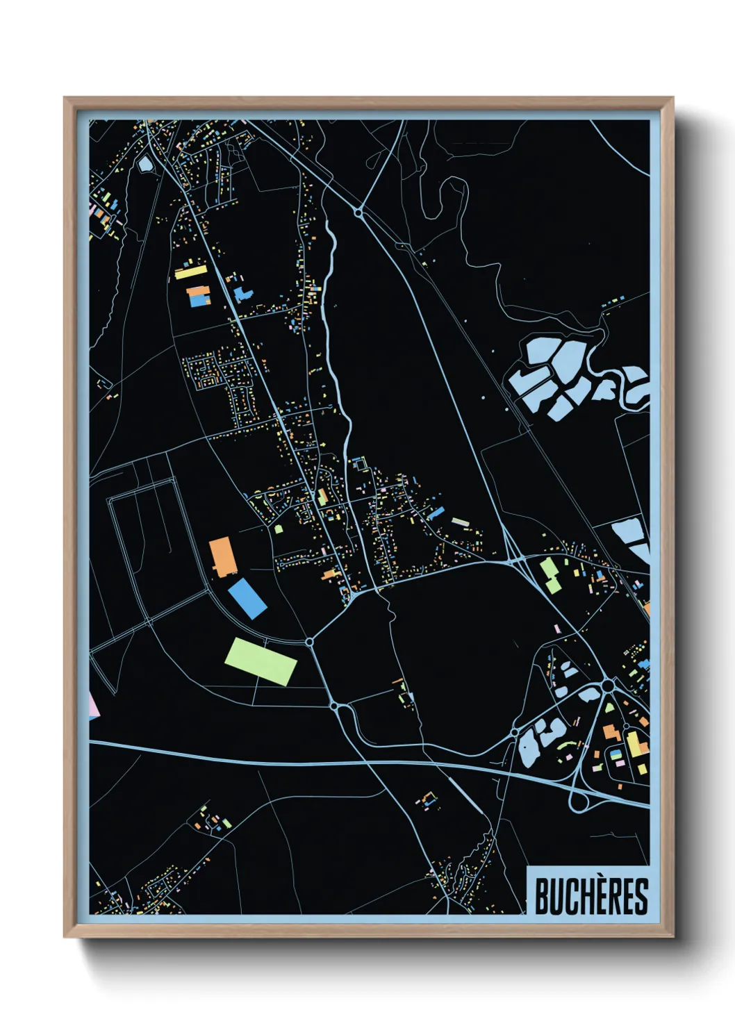 Une affiche de carte sur Buchères