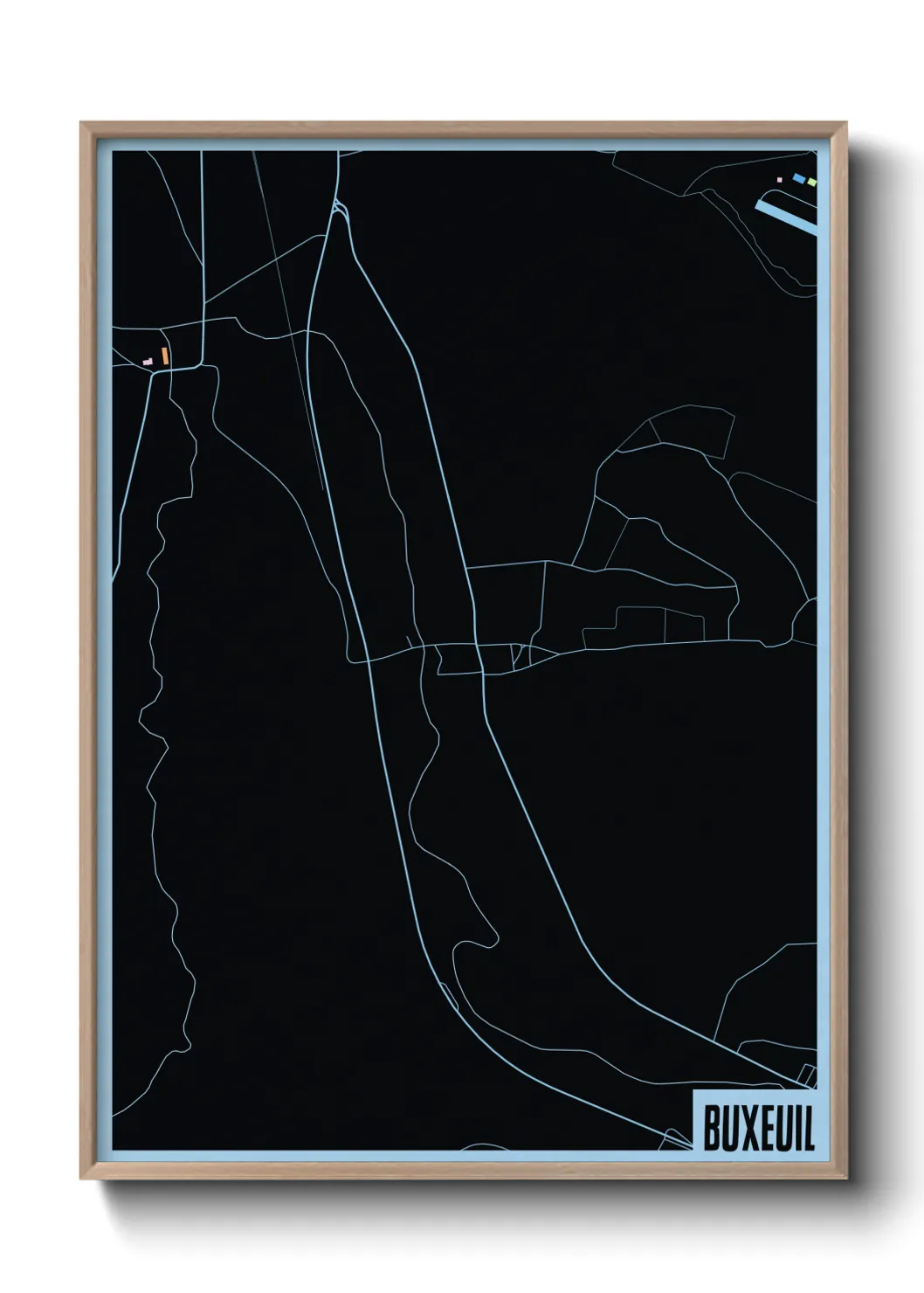 Une affiche de carte sur Buxeuil