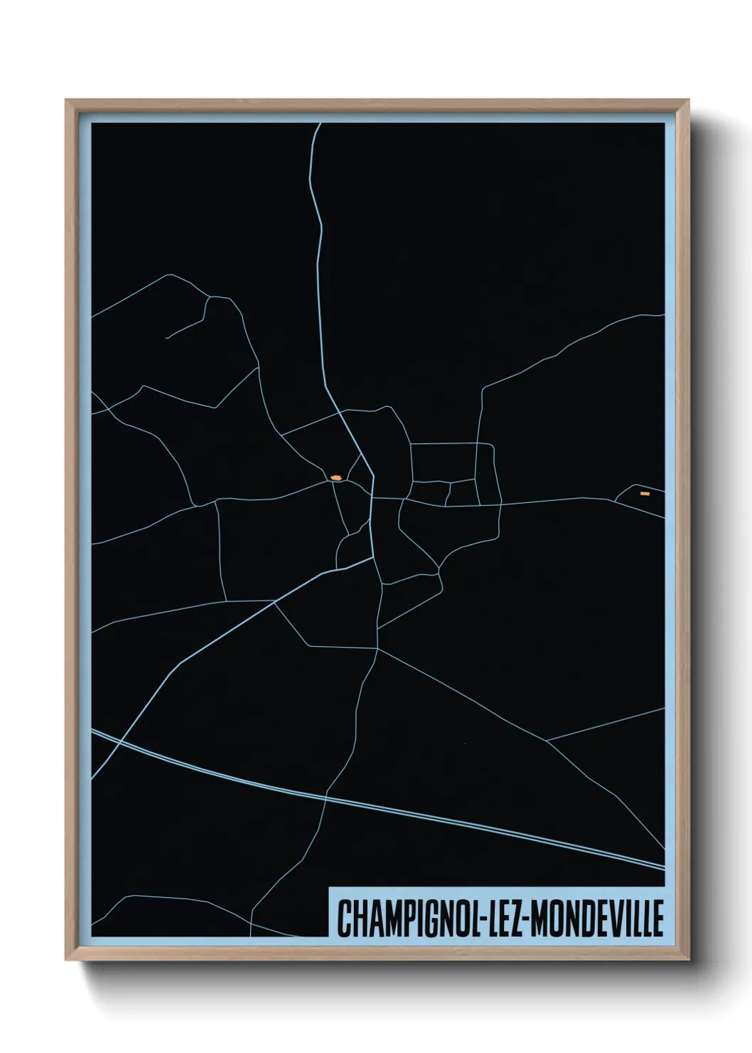 Une affiche de carte sur Champignol-lez-Mondeville