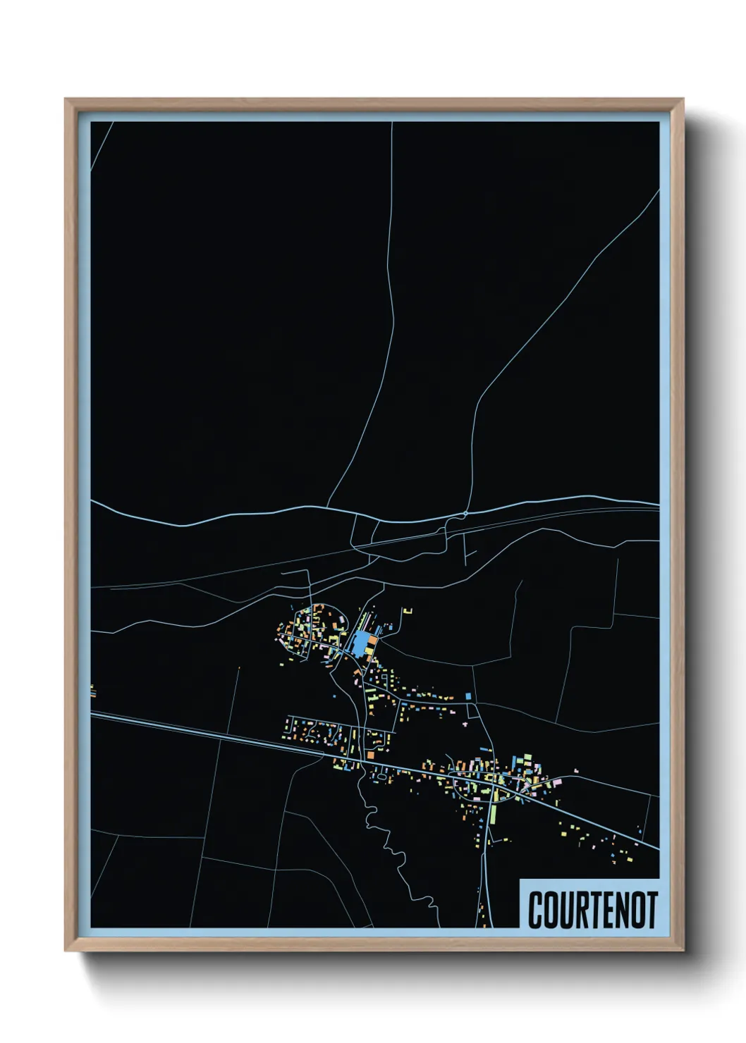 Une affiche de carte sur Courtenot