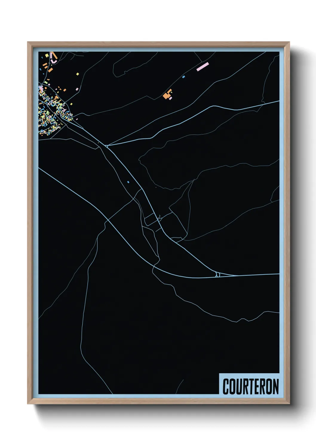 Une affiche de carte sur Courteron