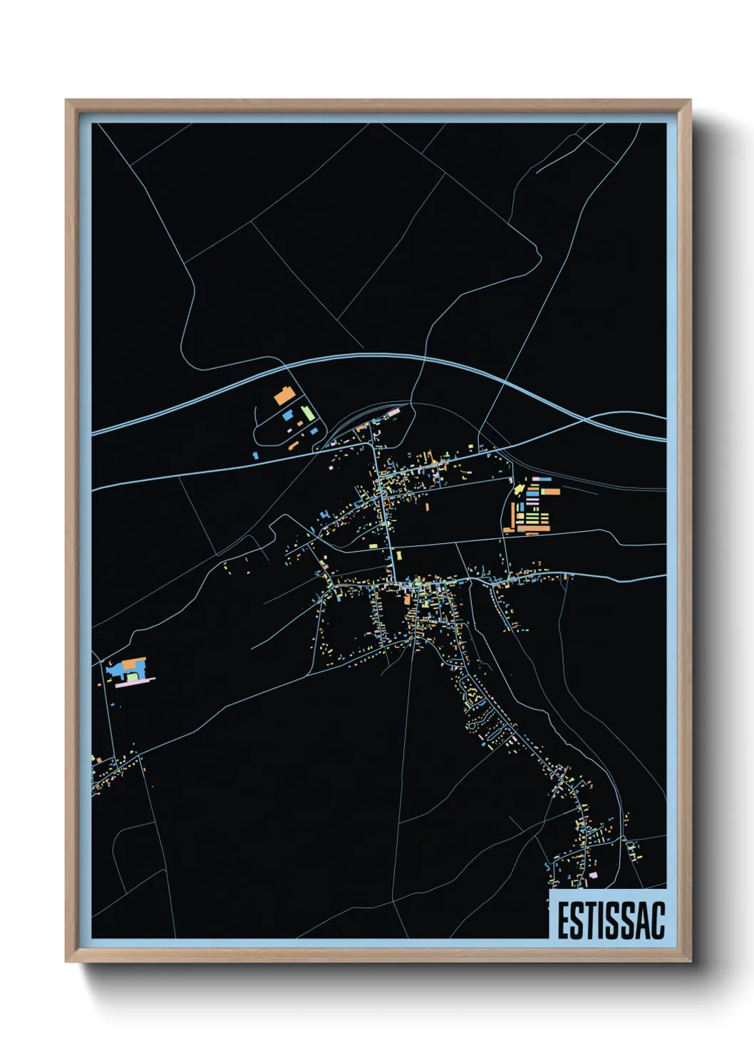 Une affiche de carte sur Estissac