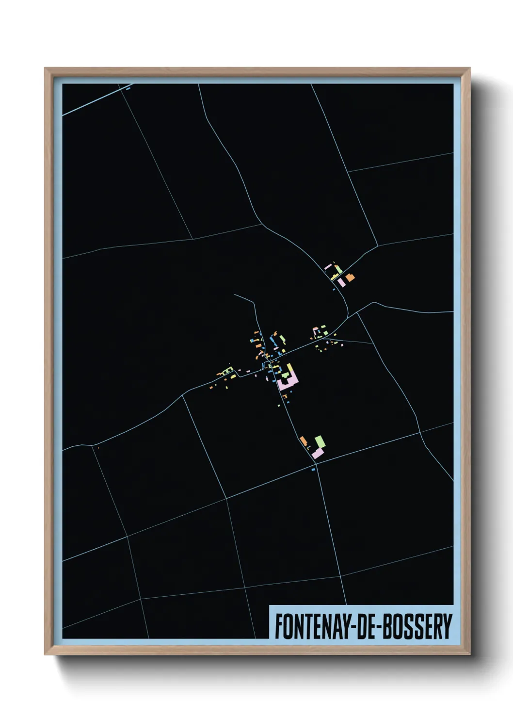 Une affiche de carte sur Fontenay-de-Bossery